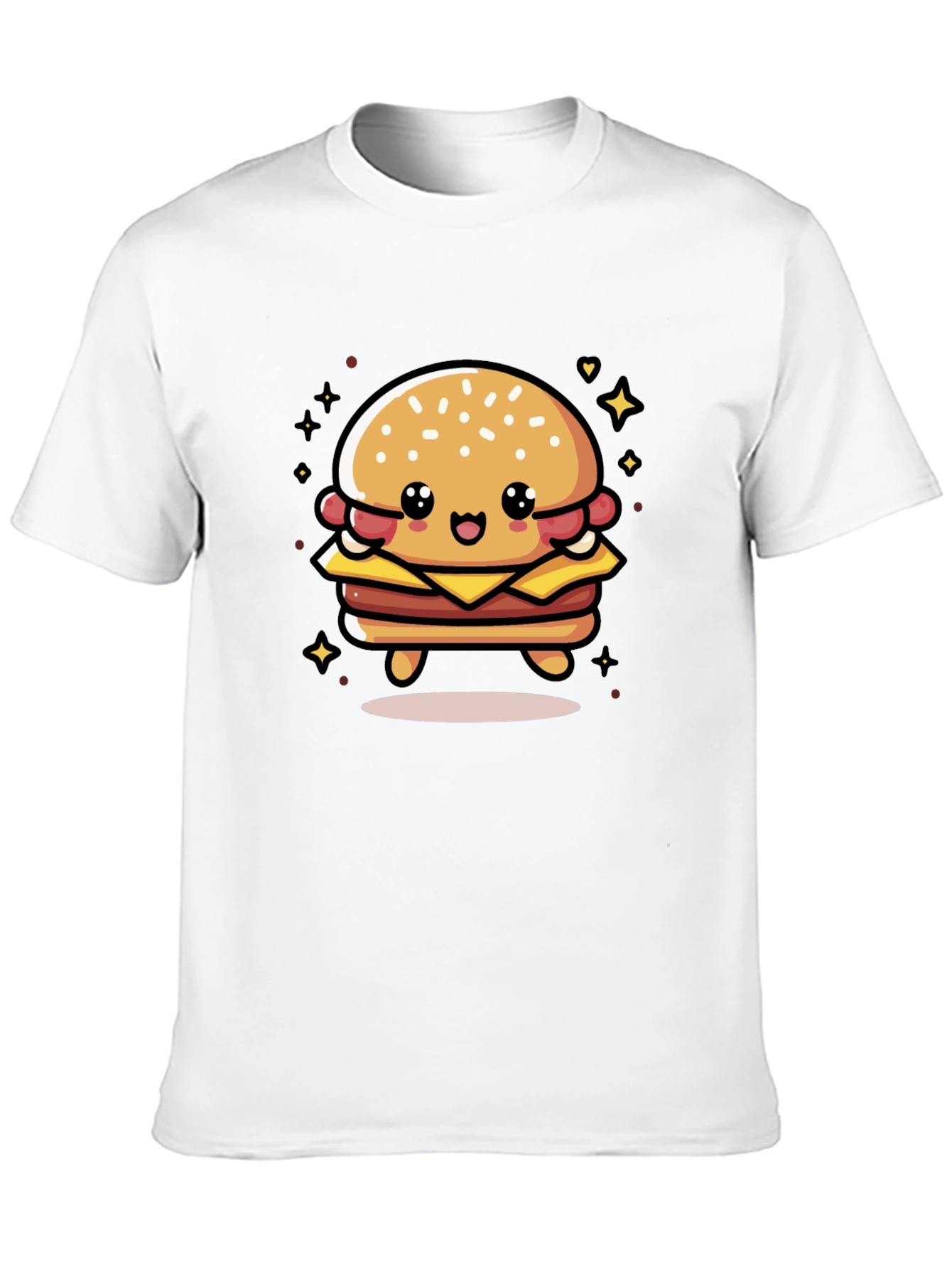 Cute Burger Graphic Tee - Unisex Black T-Shirt