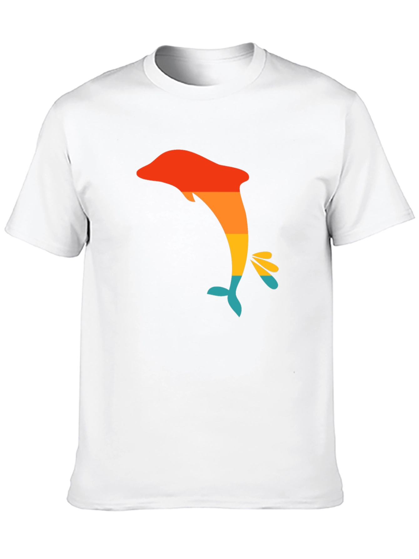 Retro Dolphin Graphic Tee - Black Casual T-Shirt