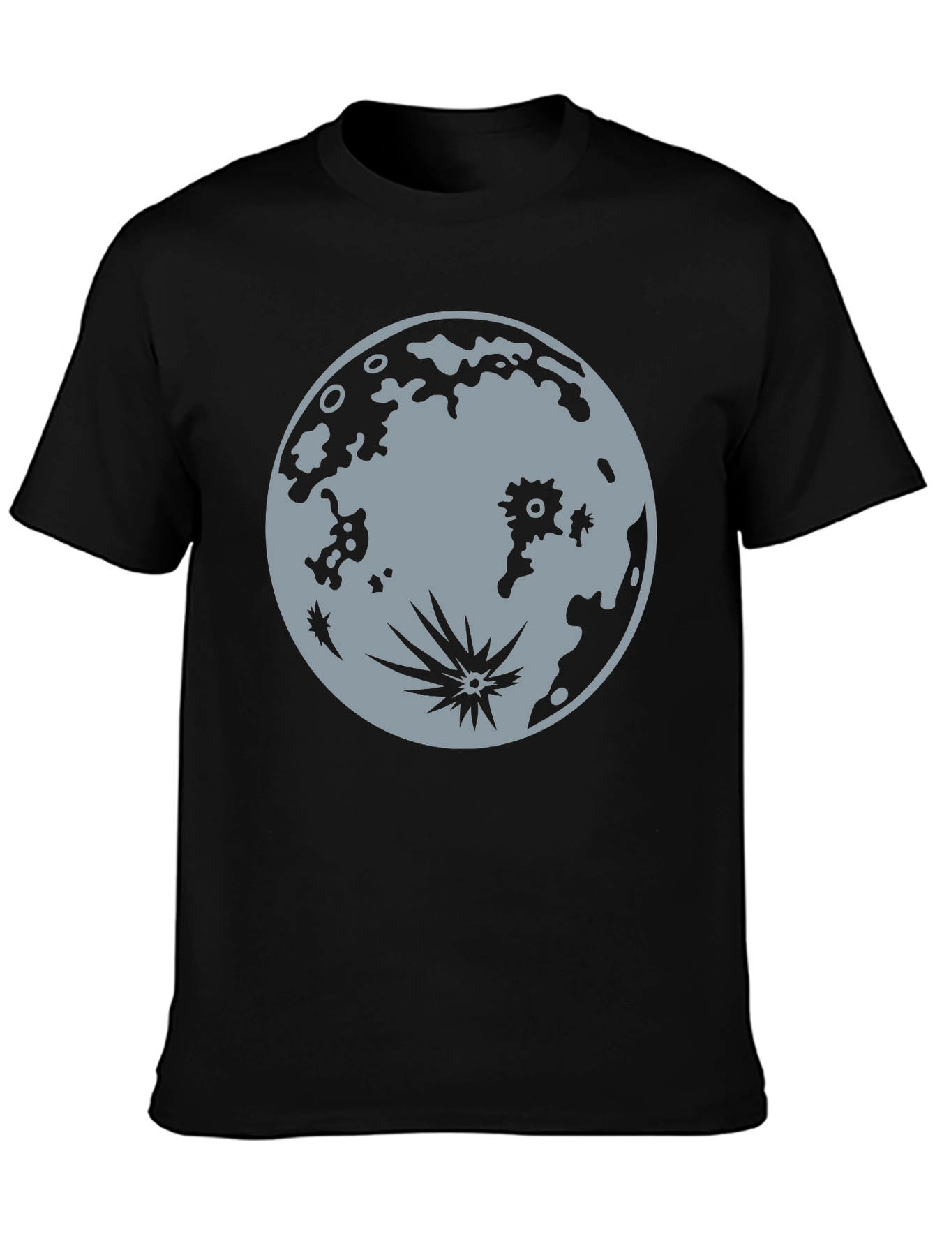 Moon Graphic Tee - Black Cotton T-Shirt