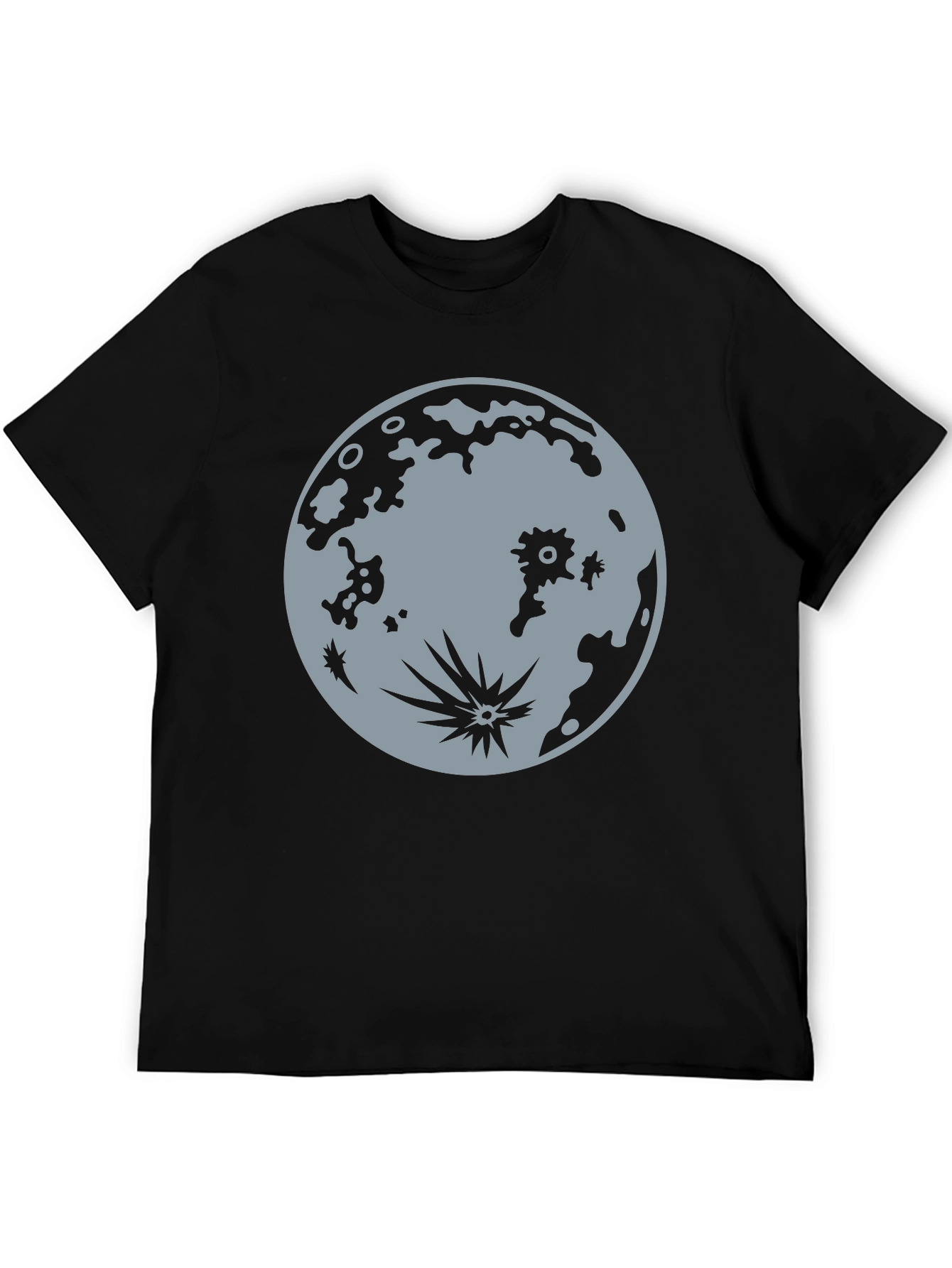Moon Graphic Tee - Black Cotton T-Shirt