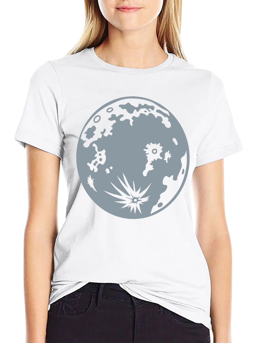 Moon Graphic Tee - Black Cotton T-Shirt