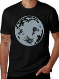 Moon Graphic Tee - Black Cotton T-Shirt