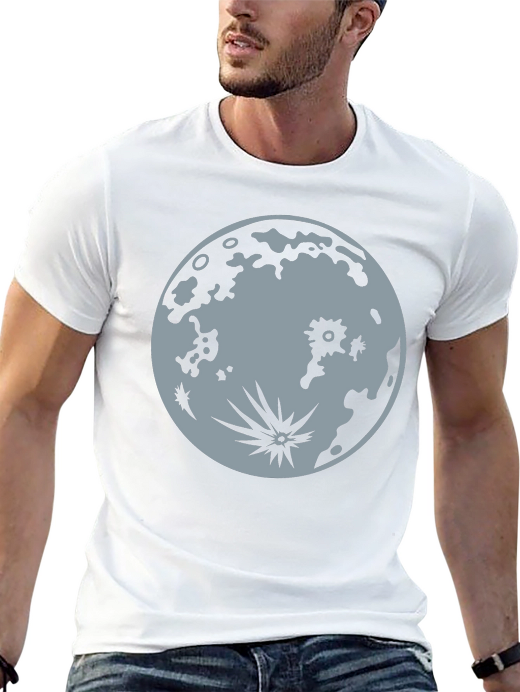 Moon Graphic Tee - Black Cotton T-Shirt