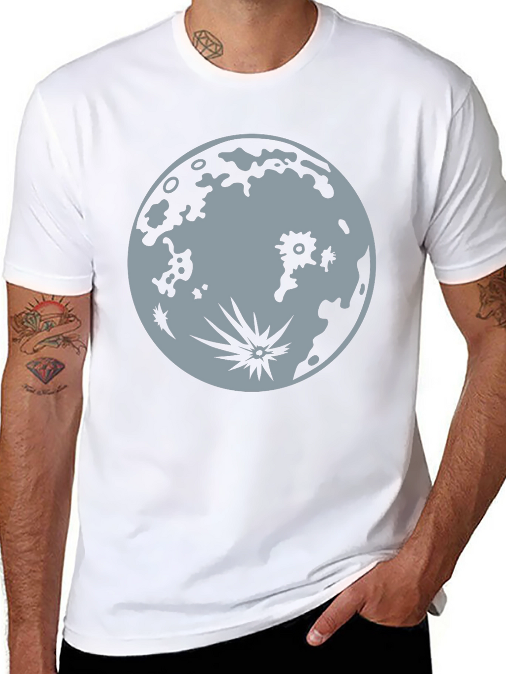 Moon Graphic Tee - Black Cotton T-Shirt