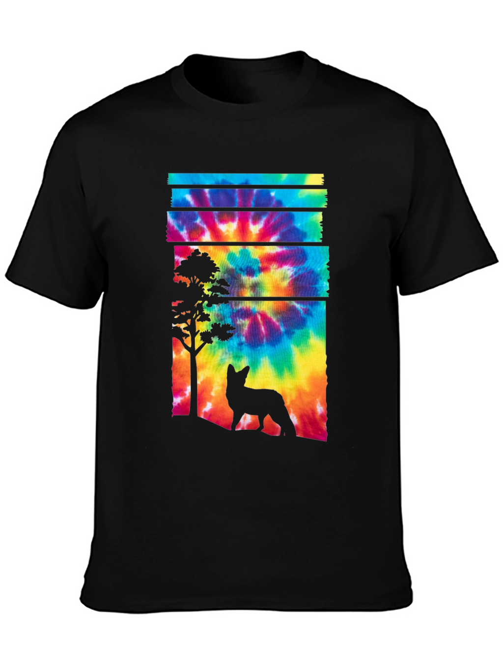 Tie-Dye Fox Silhouette Graphic Tee