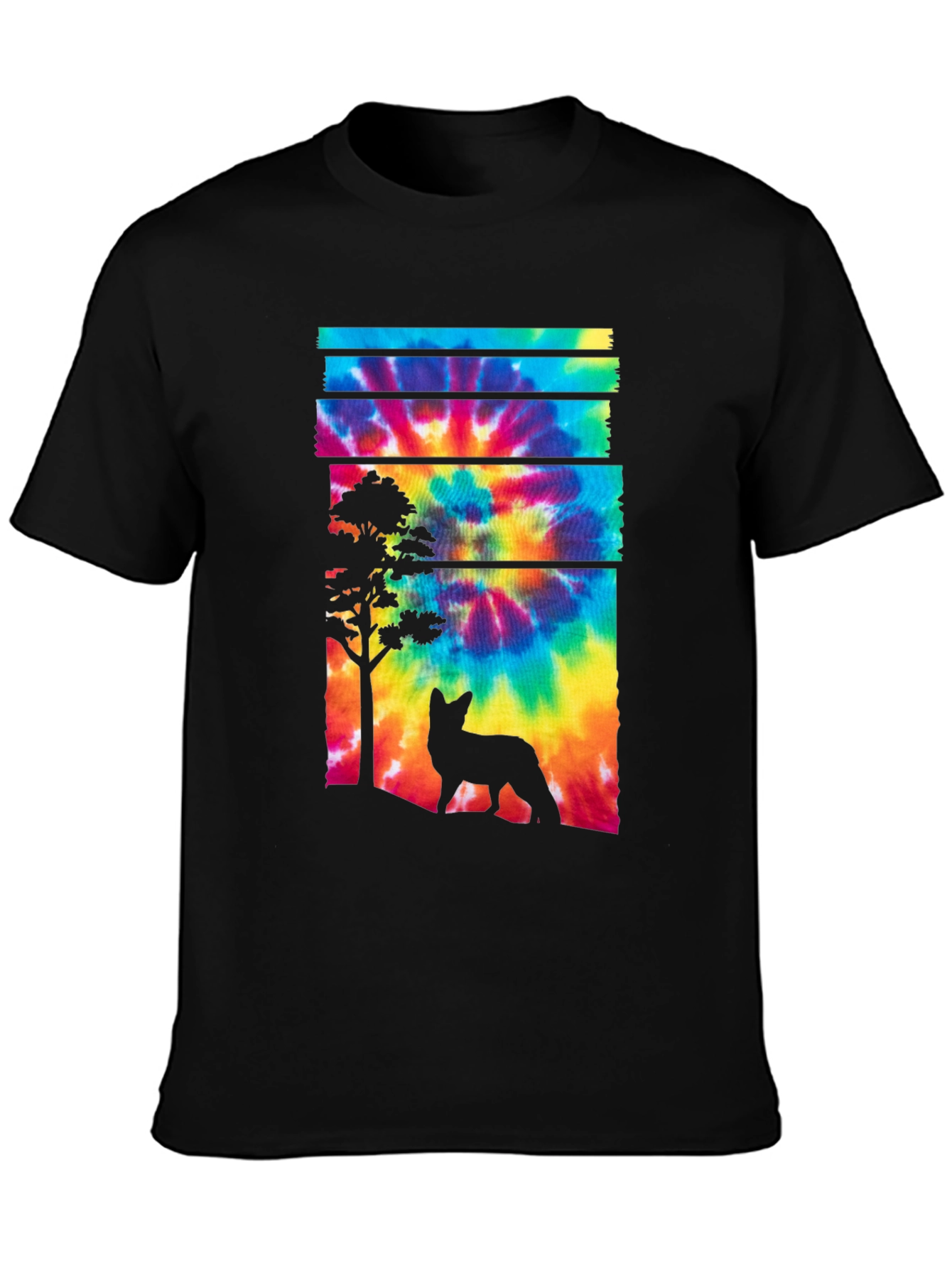 Tie-Dye Fox Silhouette Graphic Tee
