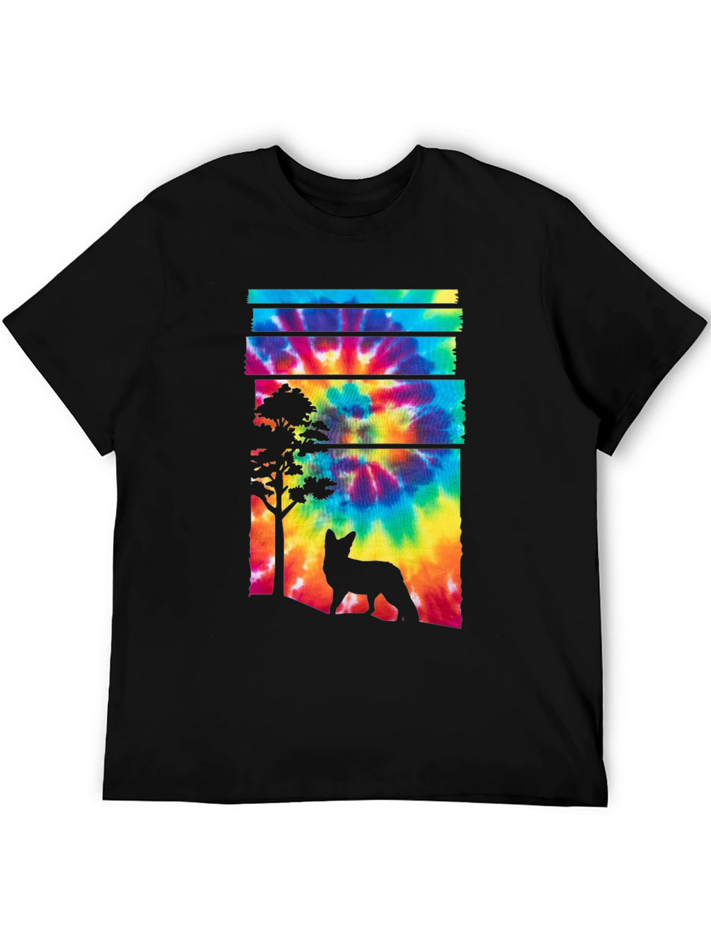 Tie-Dye Fox Silhouette Graphic Tee