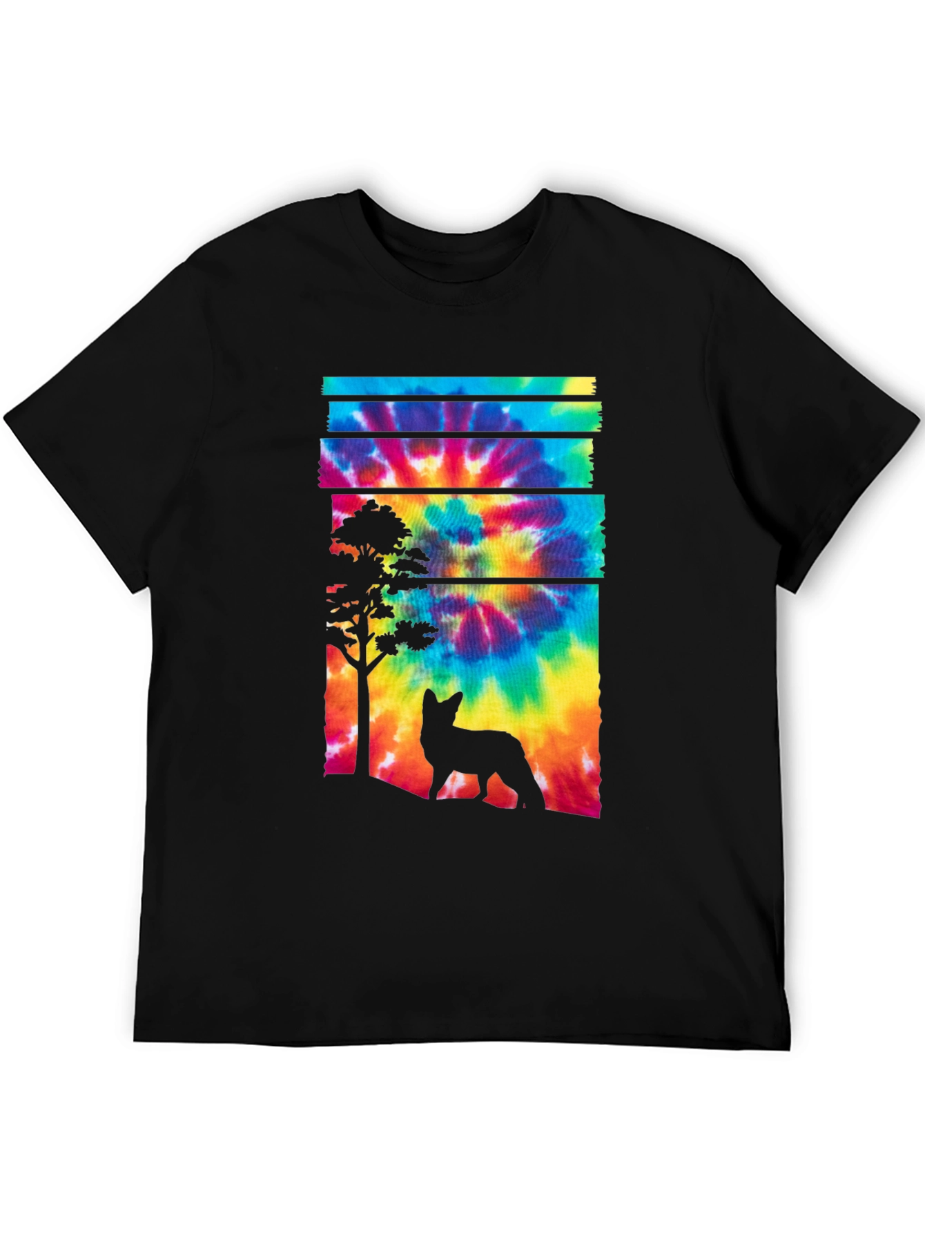 Tie-Dye Fox Silhouette Graphic Tee