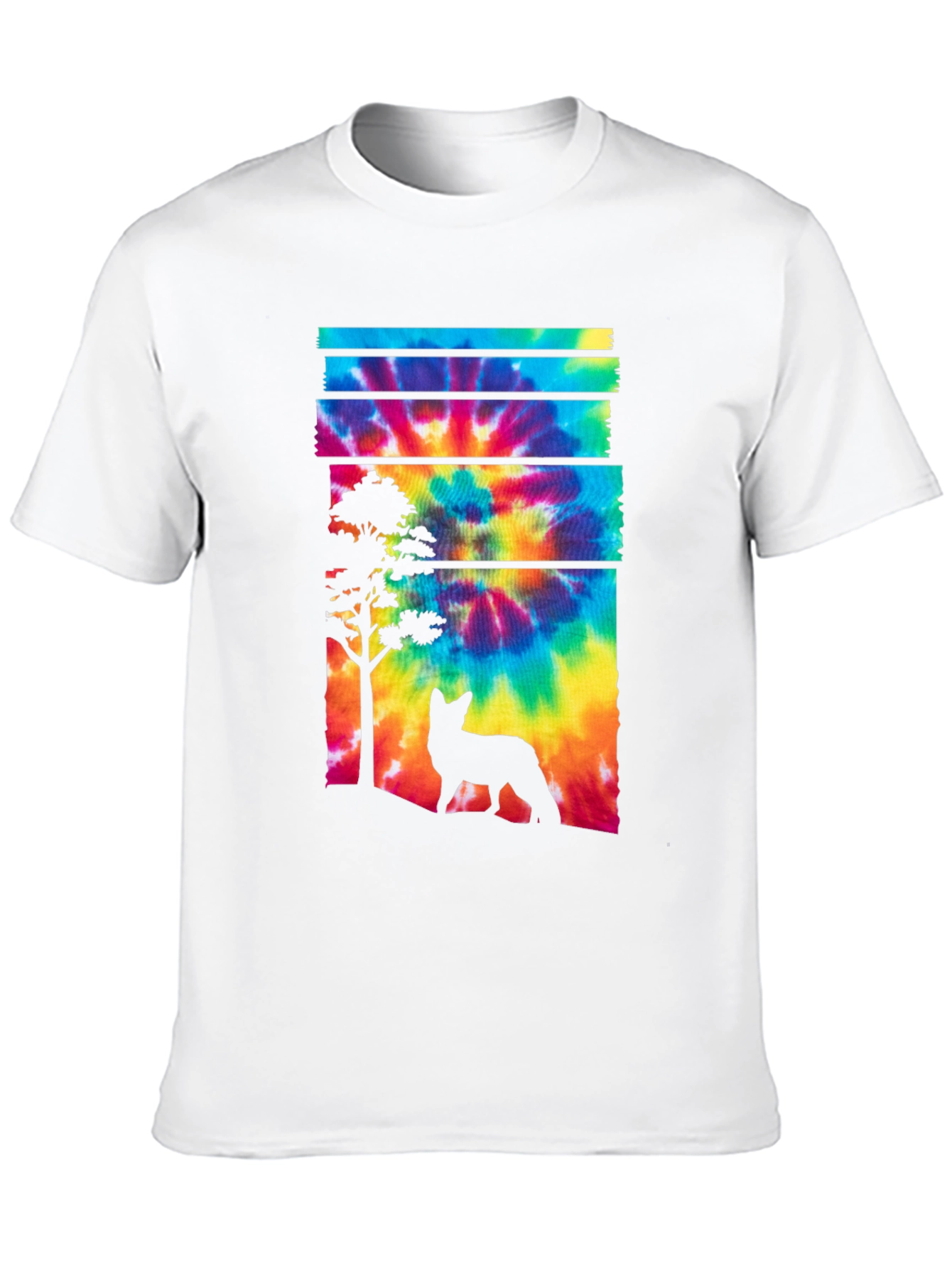 Tie-Dye Fox Silhouette Graphic Tee