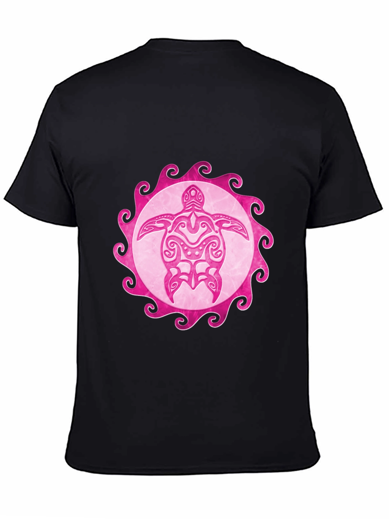 Pink Turtle Graphic Black Tee
