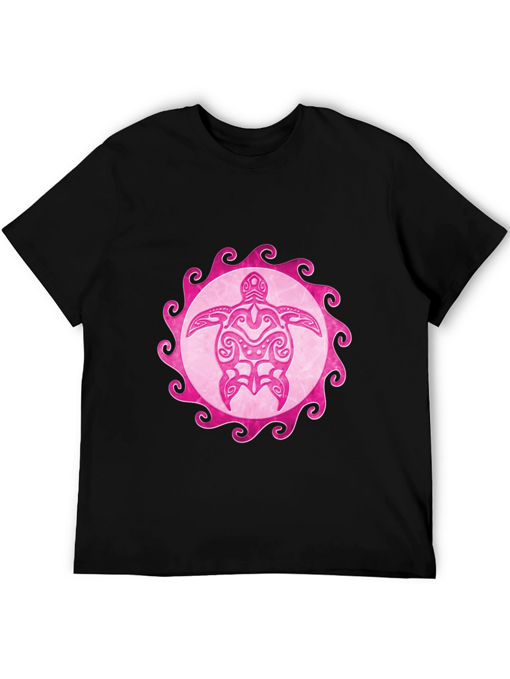 Pink Turtle Graphic Black Tee