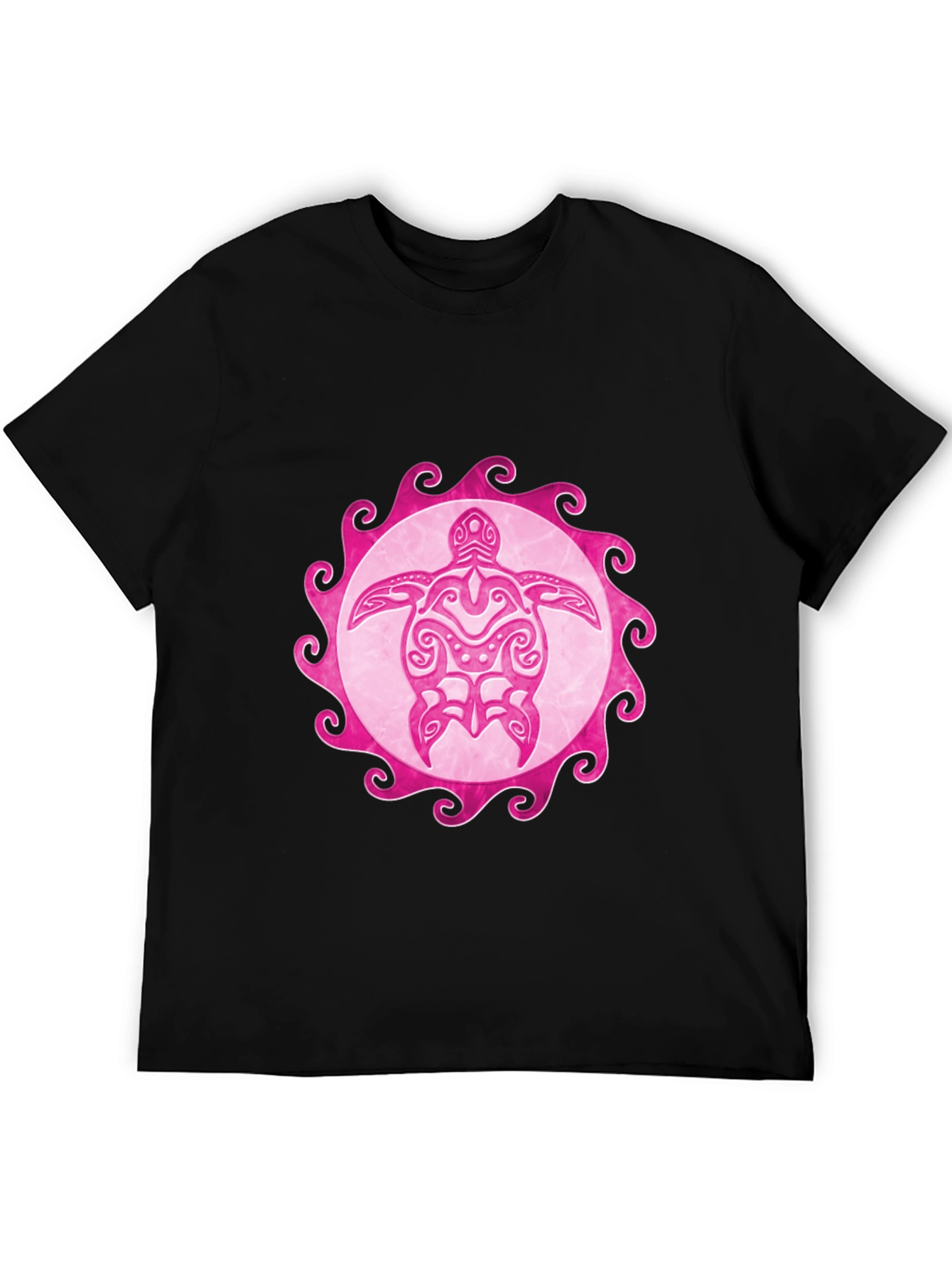 Pink Turtle Graphic Black Tee