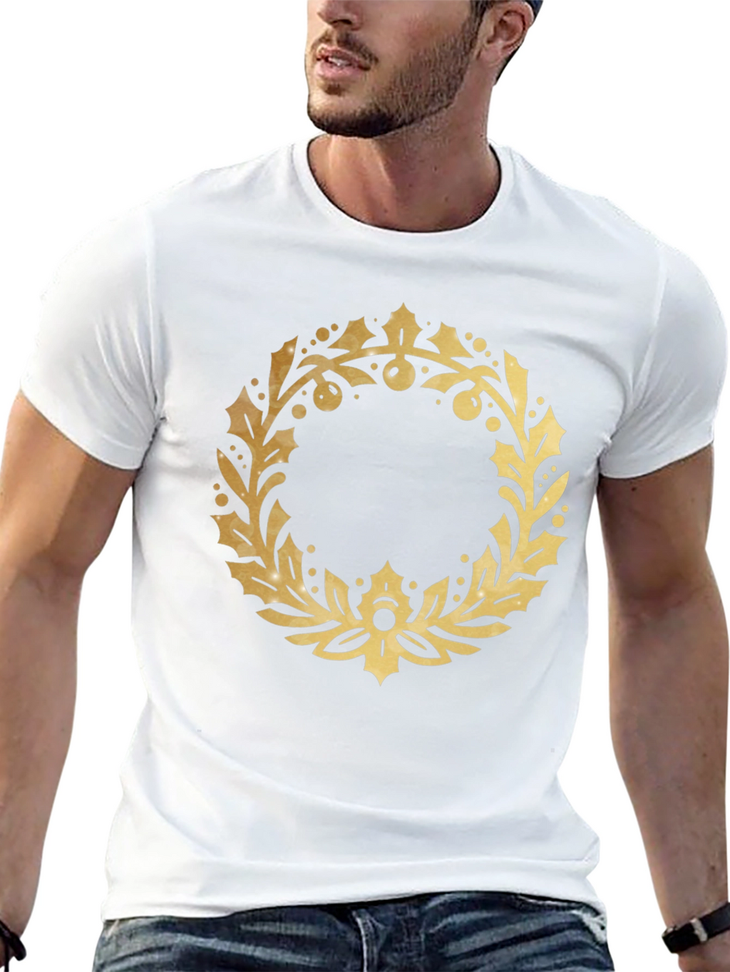 Gold Wreath Graphic Black T-Shirt