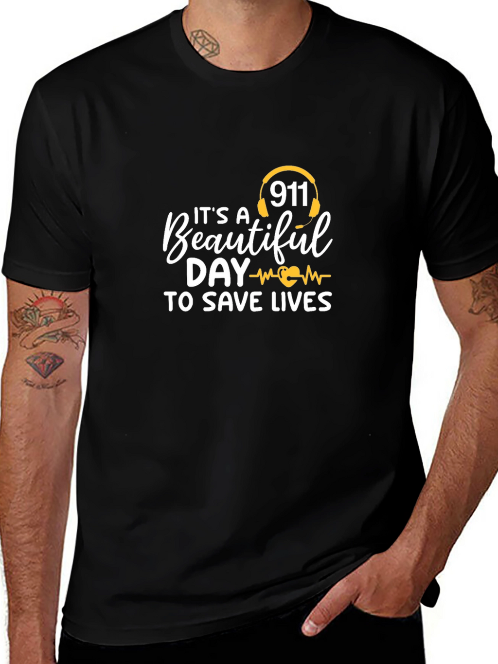 911 Save Lives Graphic Tee - Black