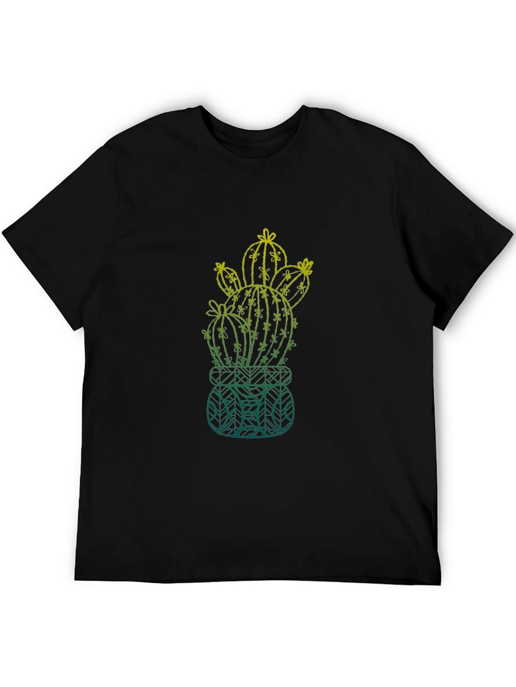 Cactus Graphic Mens T-Shirt - Black Cotton Tee