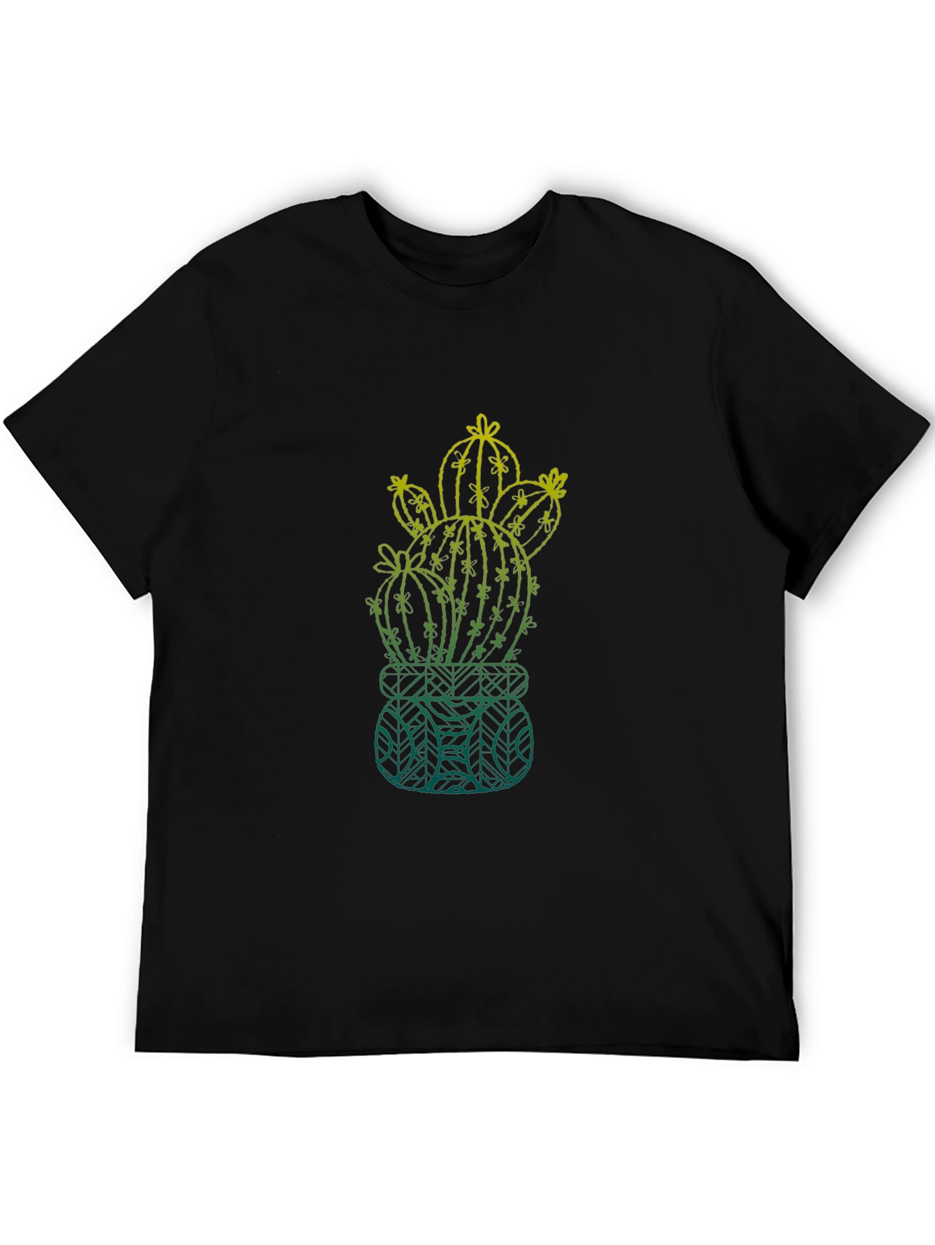 Cactus Graphic Mens T-Shirt - Black Cotton Tee