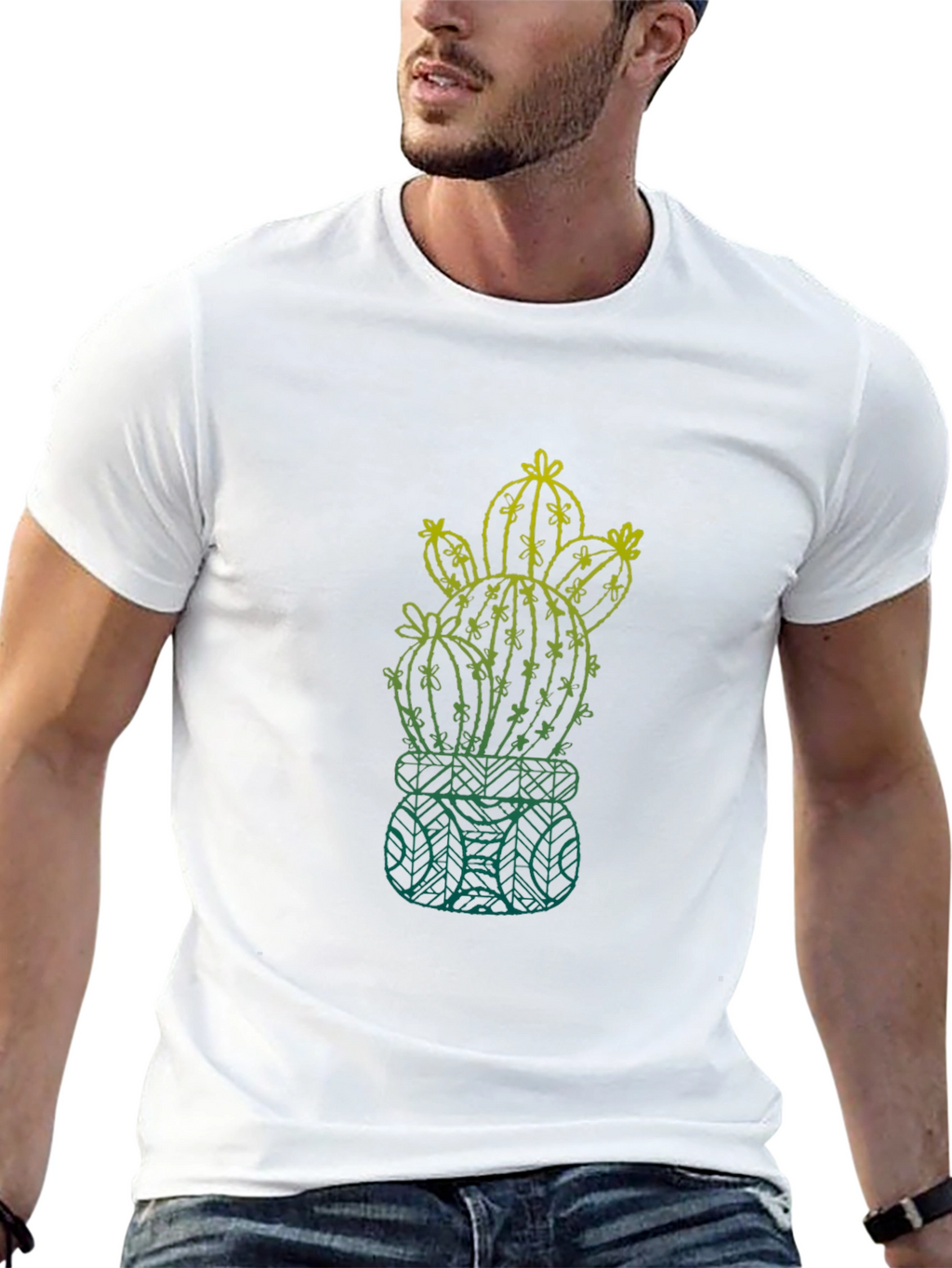 Cactus Graphic Mens T-Shirt - Black Cotton Tee