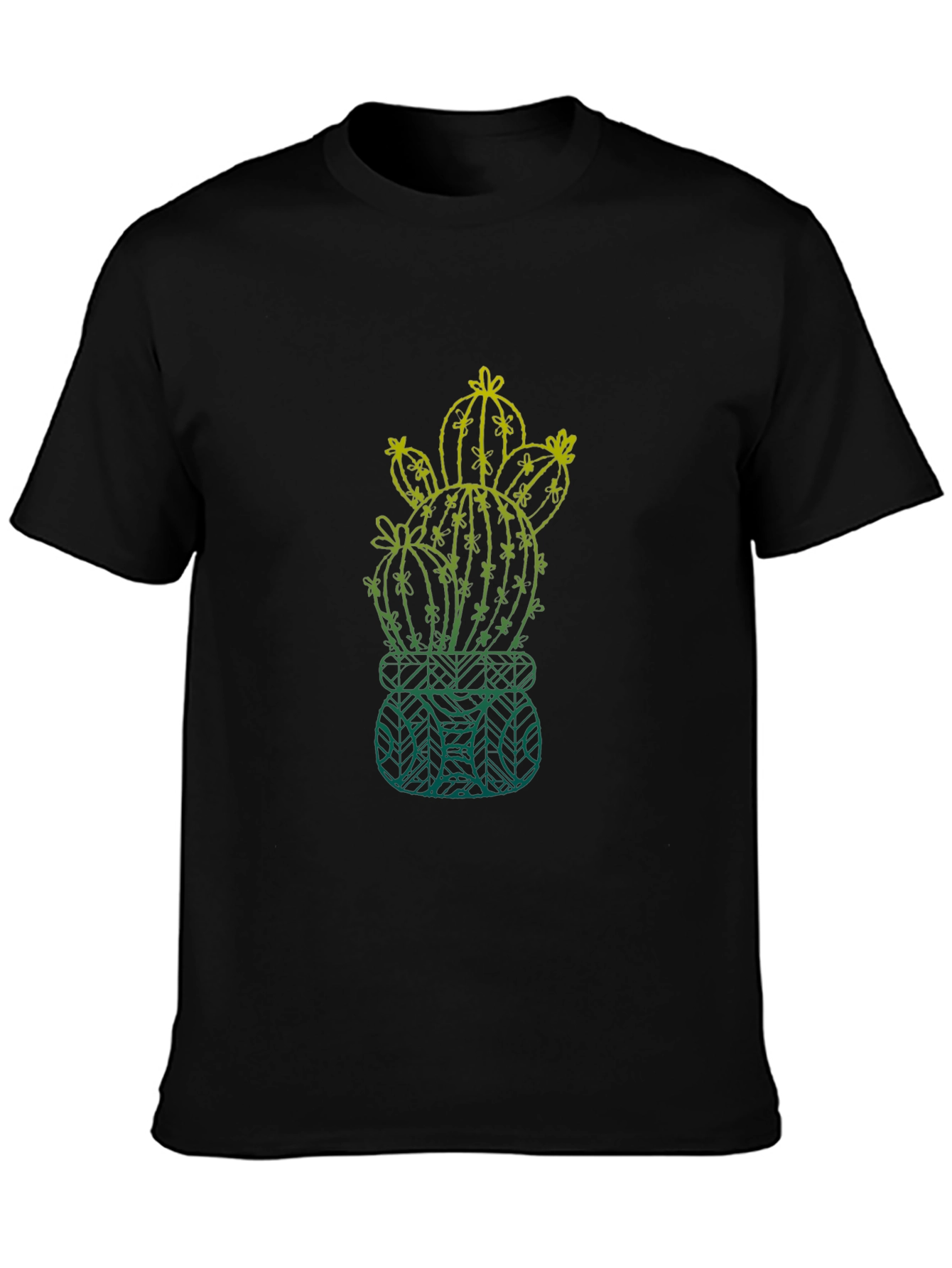 Cactus Graphic Mens T-Shirt - Black Cotton Tee