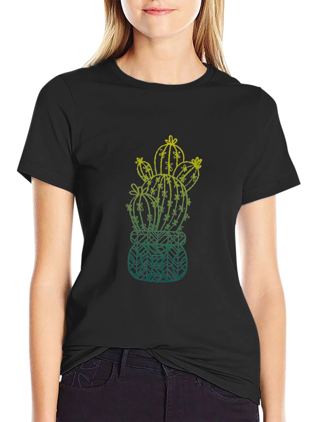 Cactus Graphic Mens T-Shirt - Black Cotton Tee