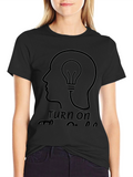 Turn On T-Shirt - Black Light Bulb Brain Design