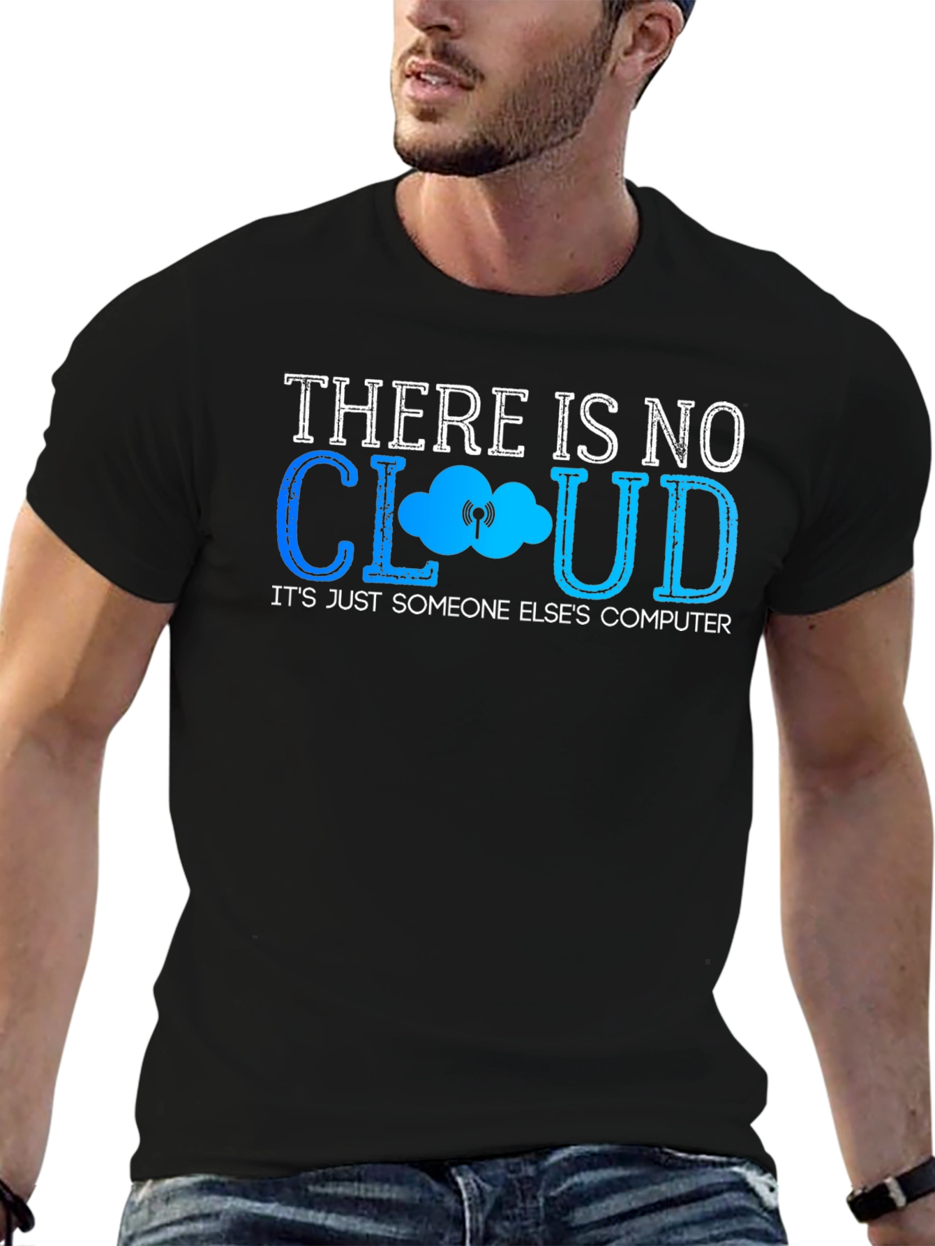 There Is No Cloud Funny IT Programmer Black T-Shirt