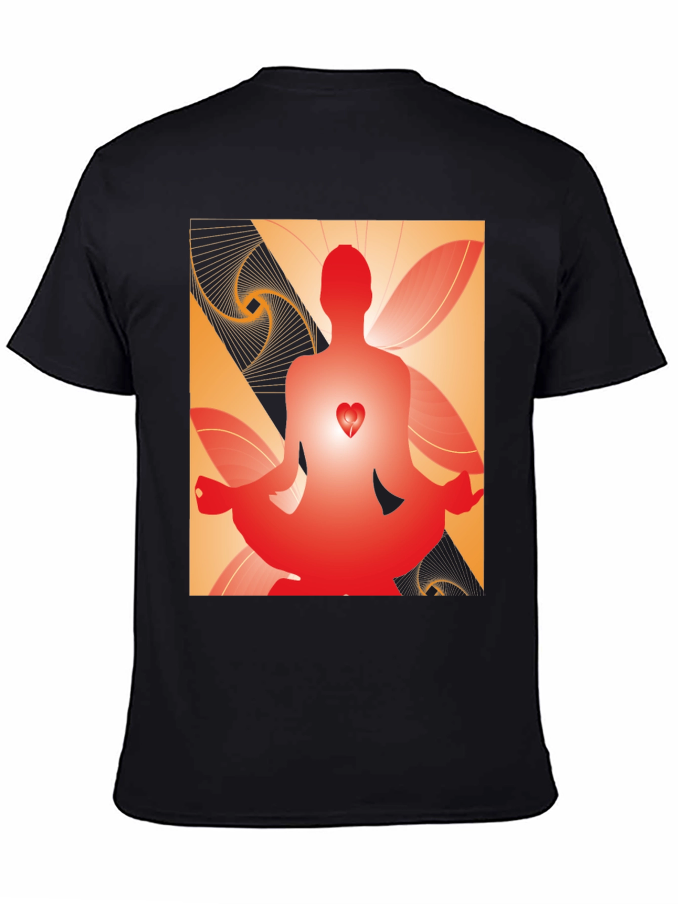 Meditative Heart Graphic Tee - Black