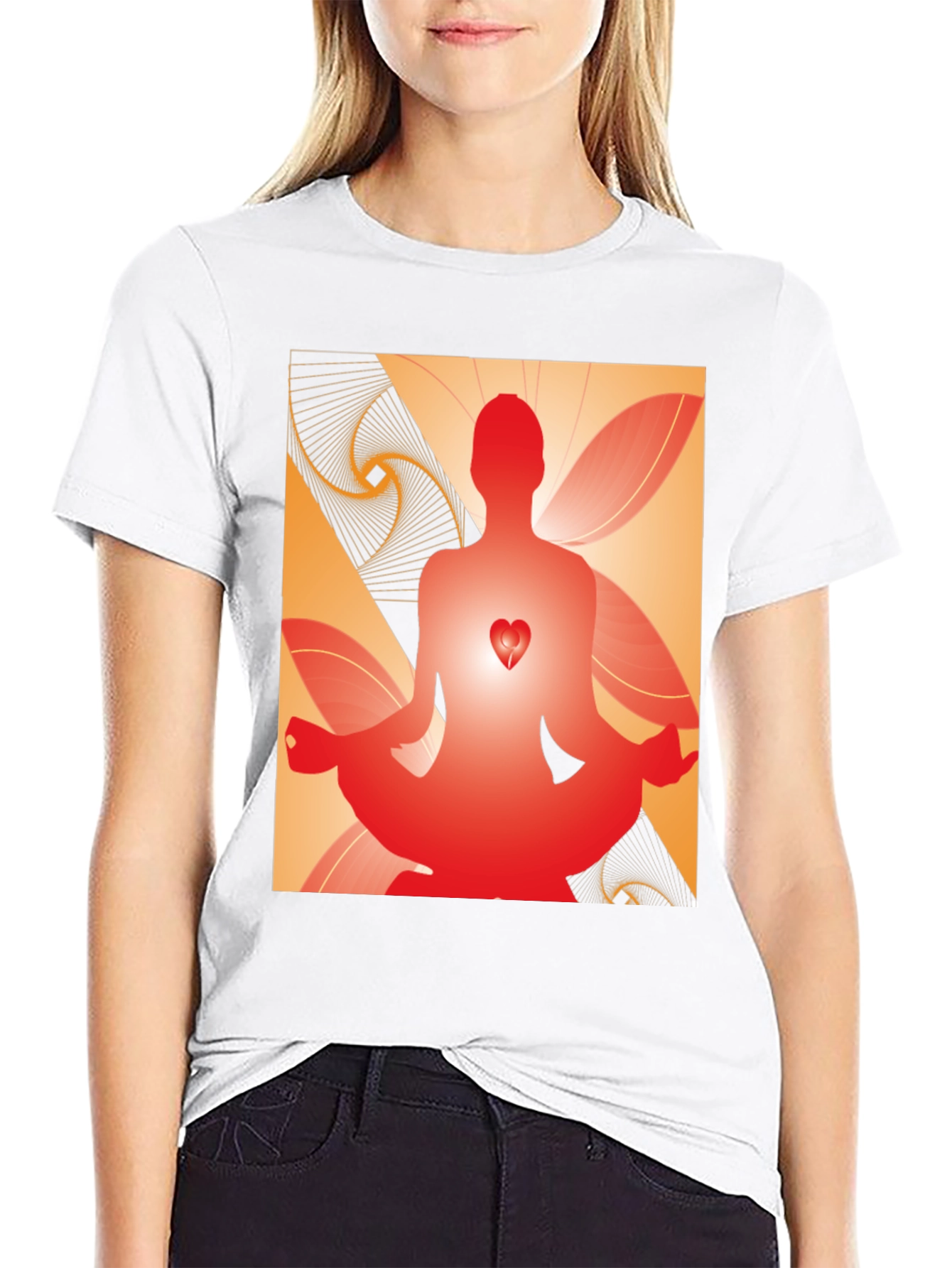 Meditative Heart Graphic Tee - Black