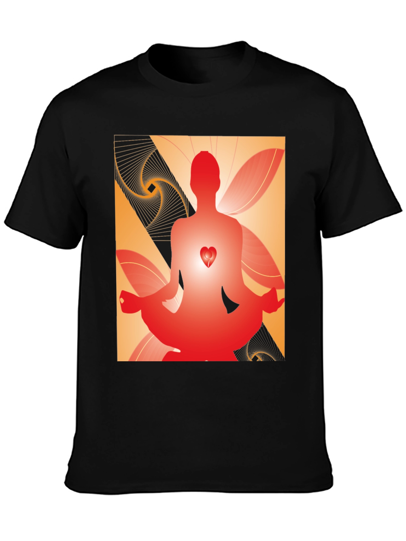 Meditative Heart Graphic Tee - Black