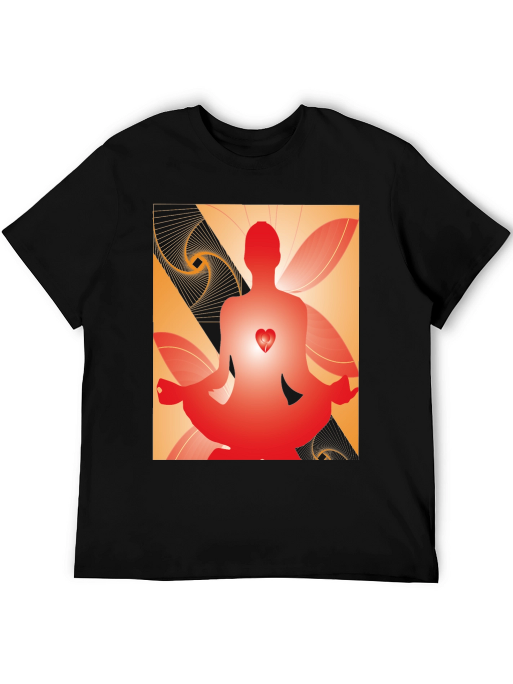 Meditative Heart Graphic Tee - Black