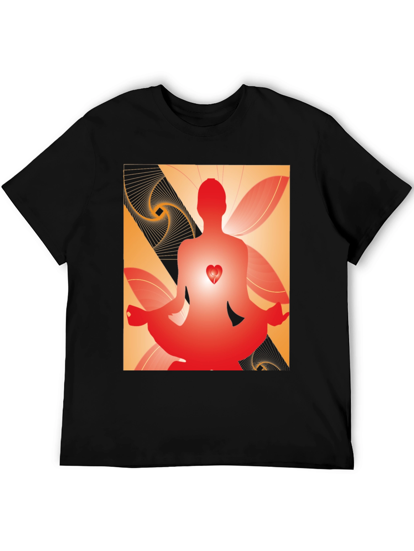 Meditative Heart Graphic Tee - Black