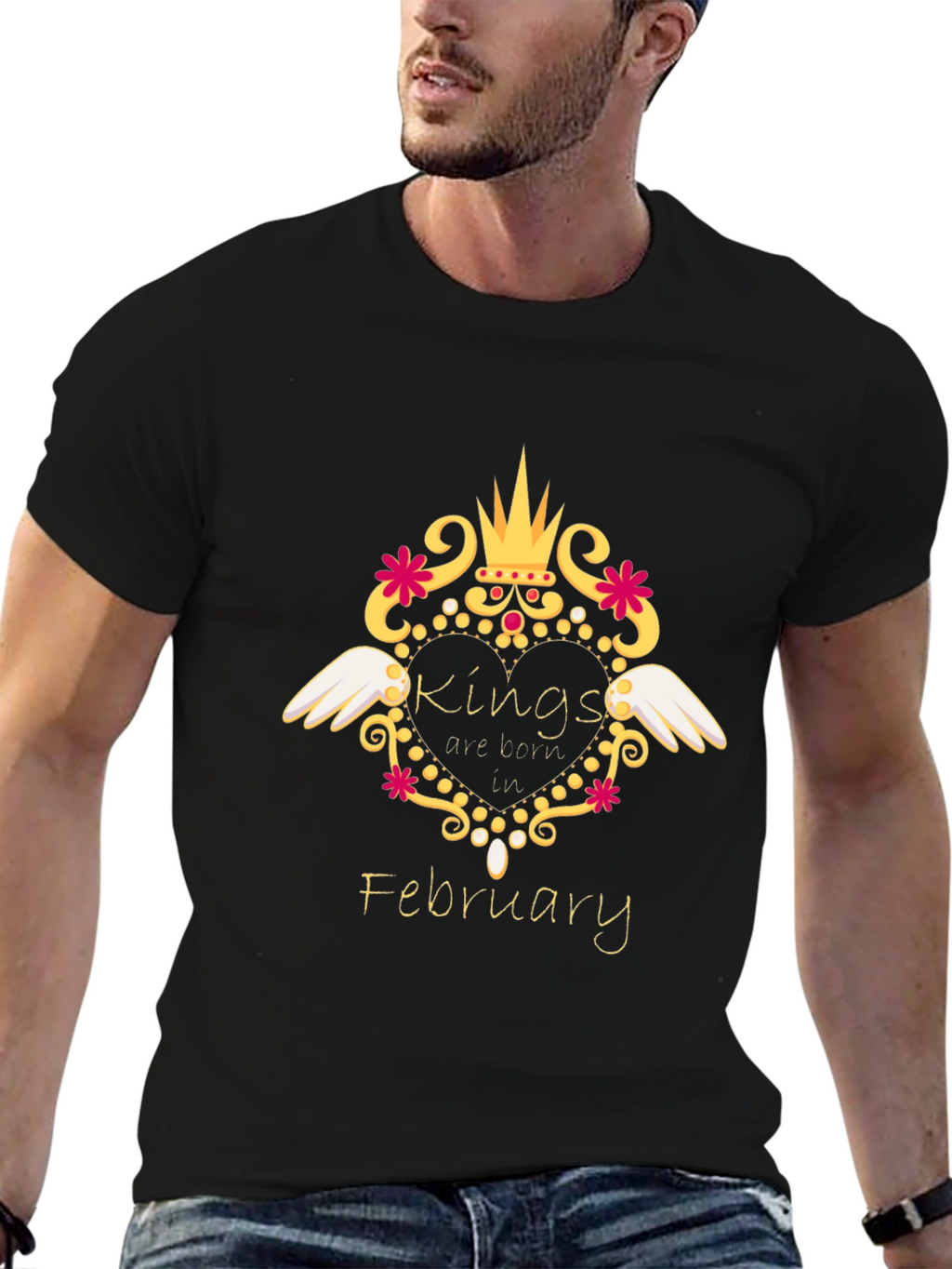 Kings Are Born In February Black T-Shirt