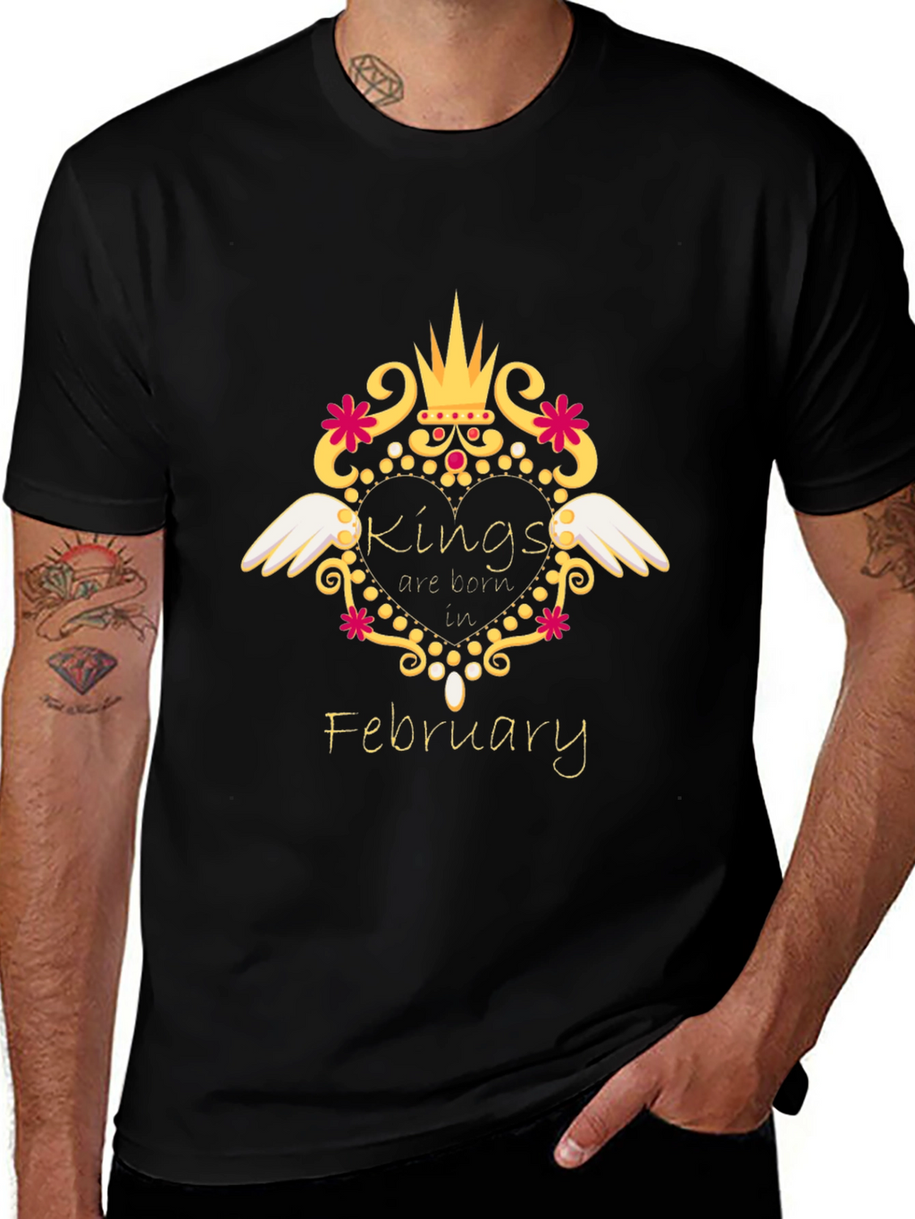 Kings Are Born In February Black T-Shirt