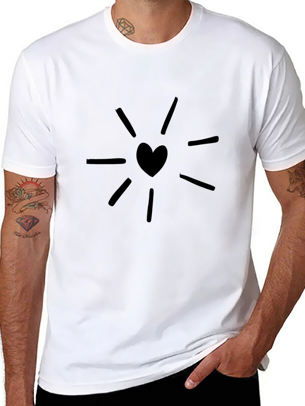 Heart Burst Graphic Tee - Black Cotton T-Shirt