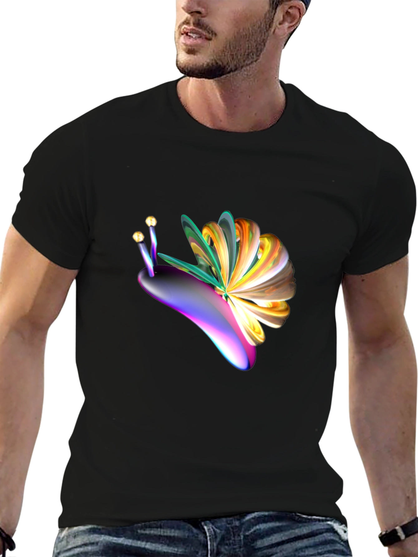 Abstract Snail Graphic Tee - Mens Black T-Shirt