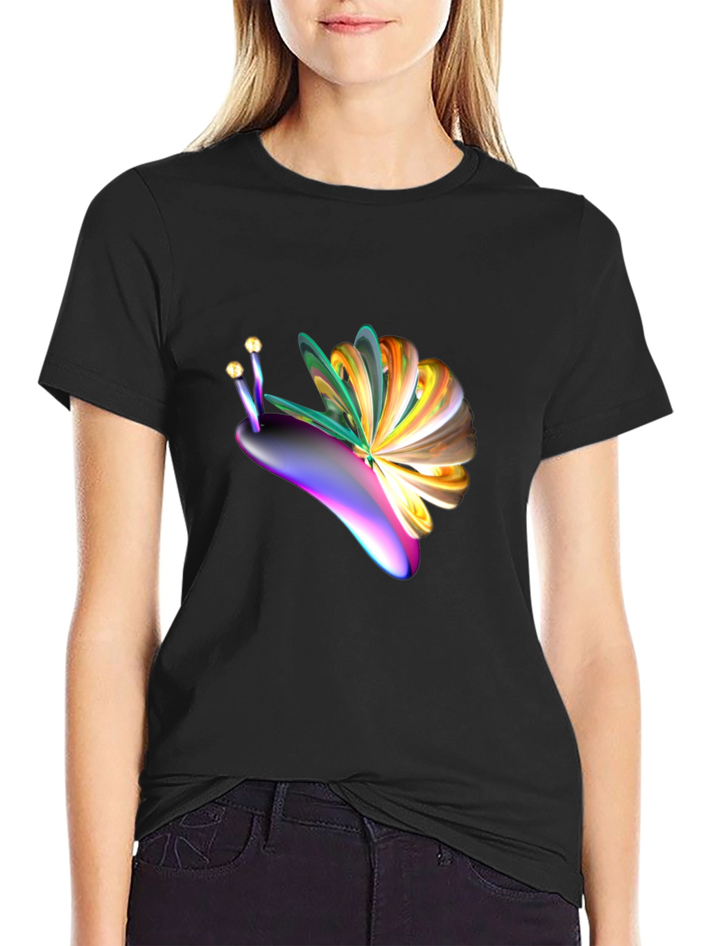 Abstract Snail Graphic Tee - Mens Black T-Shirt