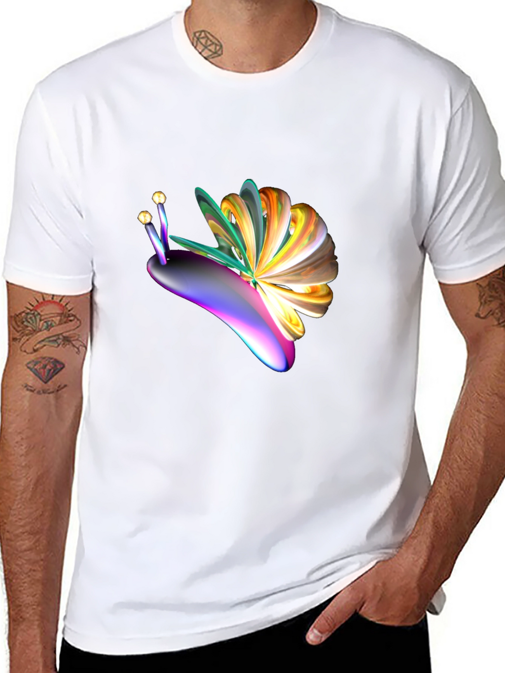 Abstract Snail Graphic Tee - Mens Black T-Shirt