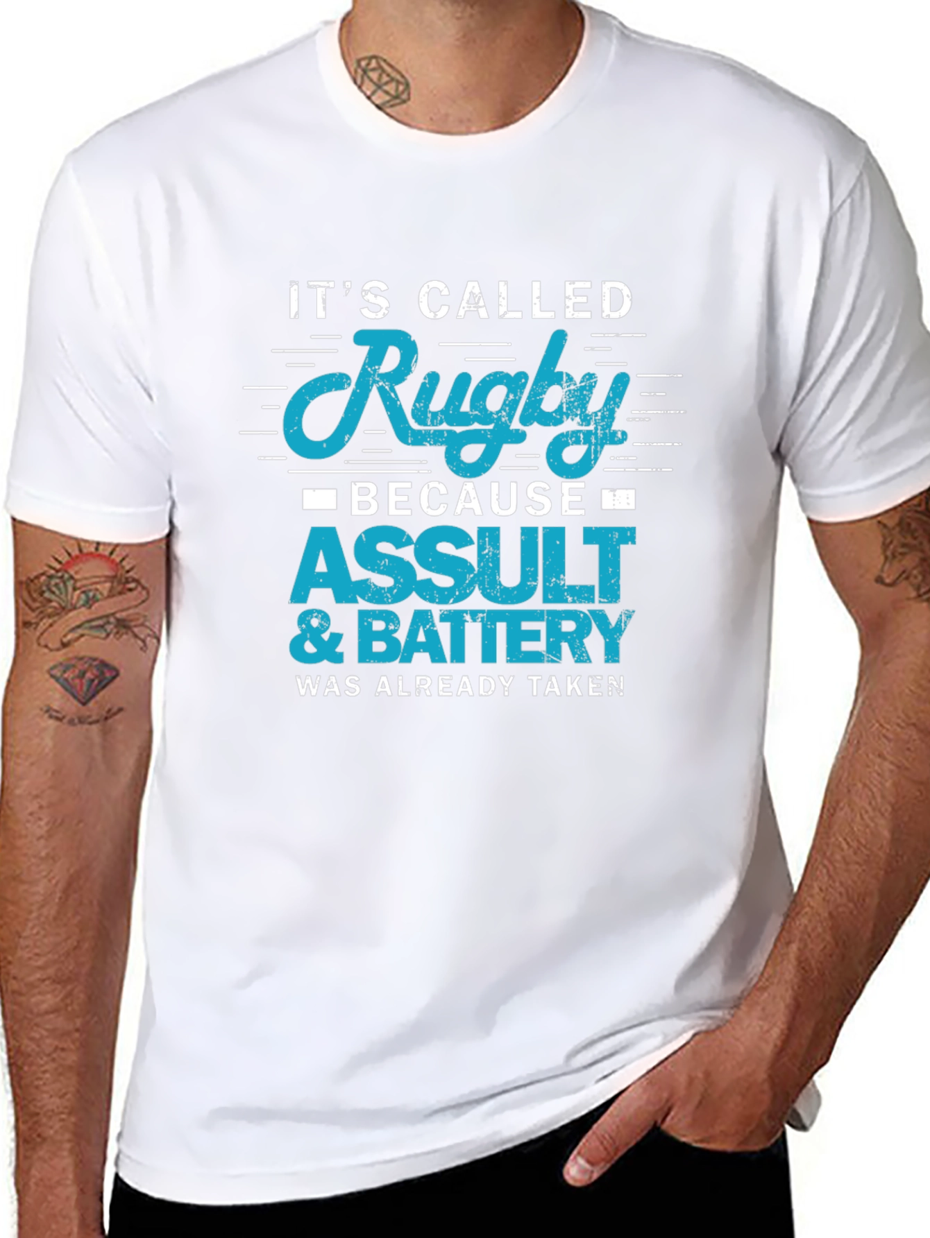 Rugby Assault & Battery Slogan T-Shirt