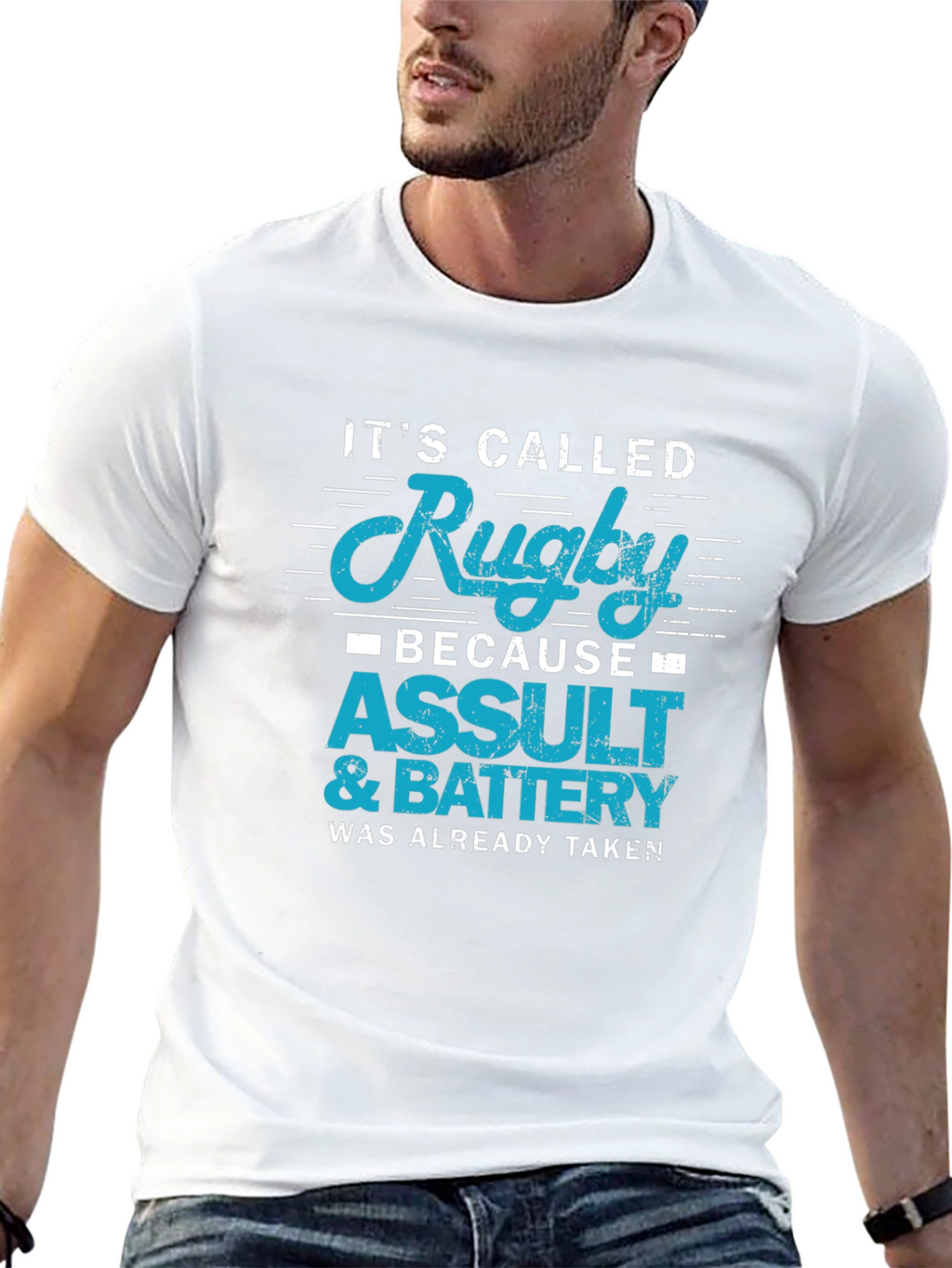 Rugby Assault & Battery Slogan T-Shirt