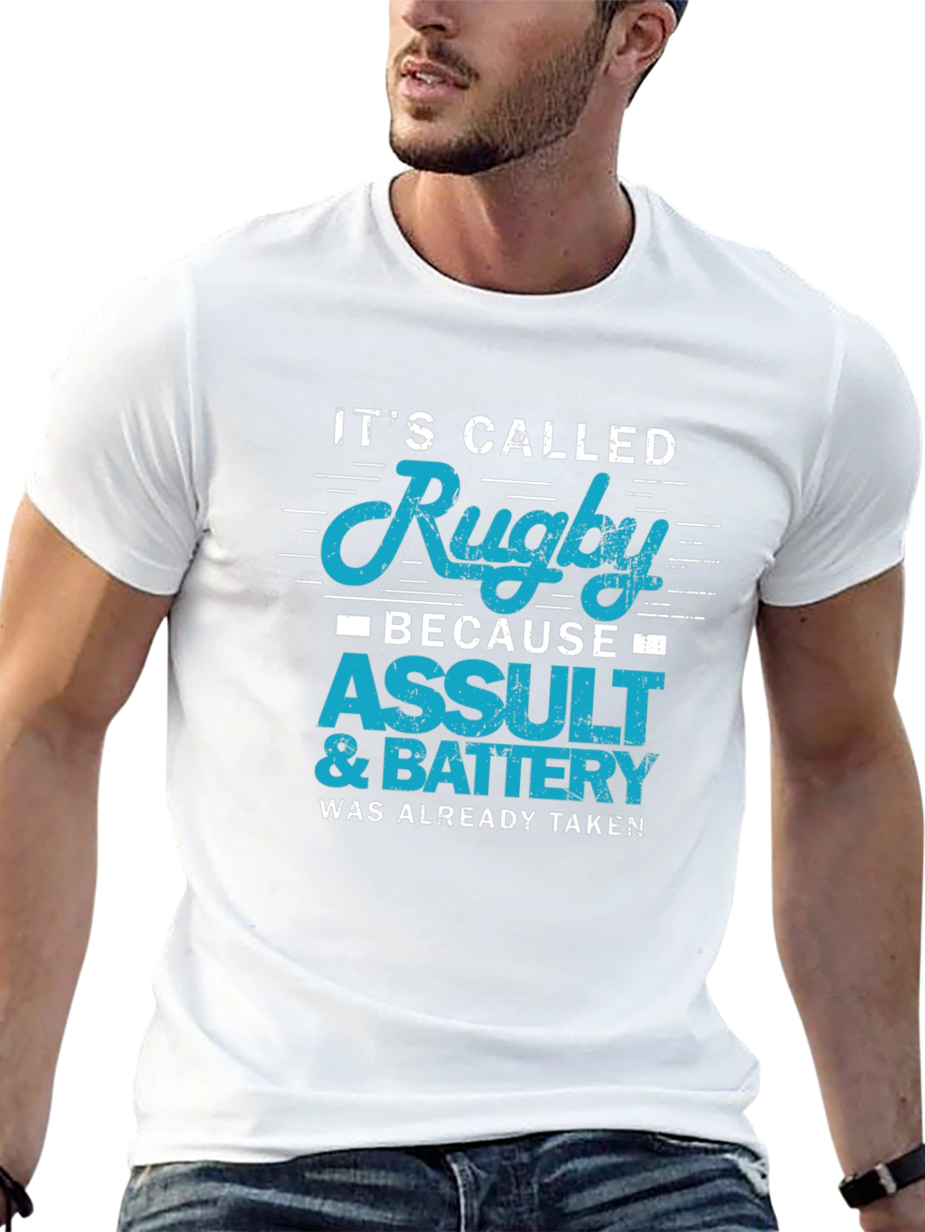 Rugby Assault & Battery Slogan T-Shirt