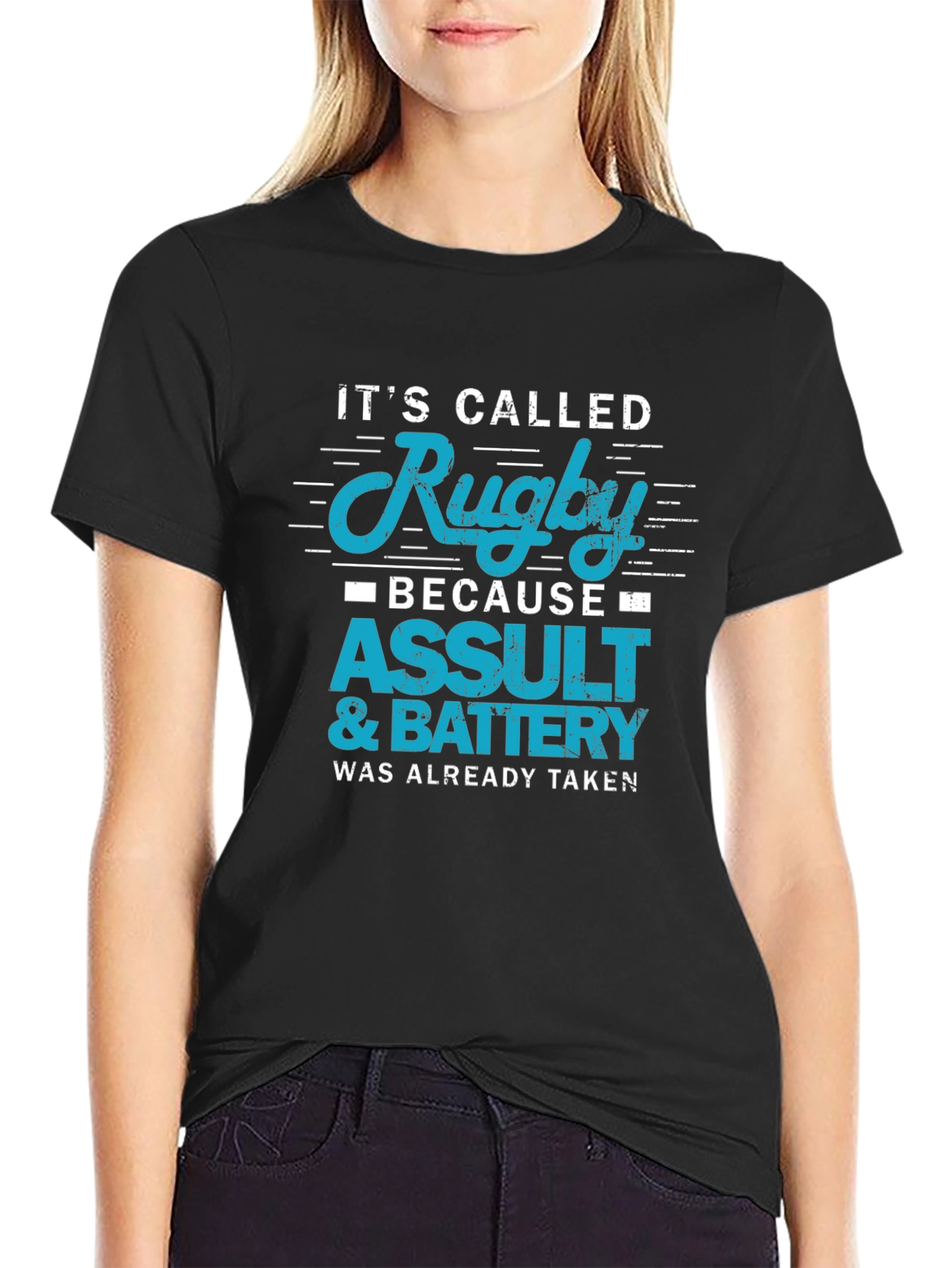 Rugby Assault & Battery Slogan T-Shirt