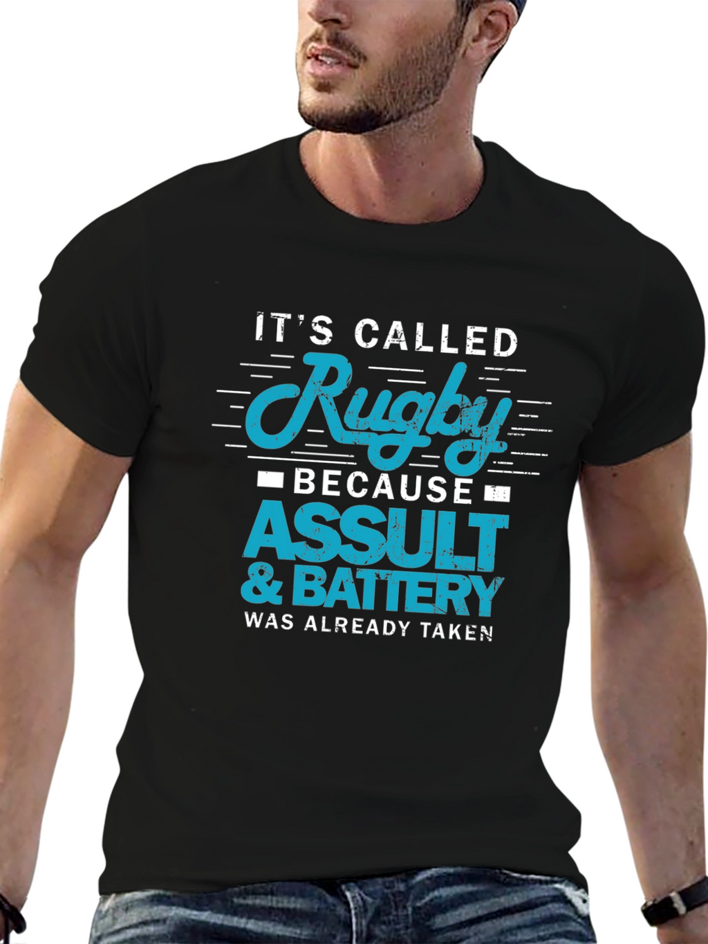 Rugby Assault & Battery Slogan T-Shirt