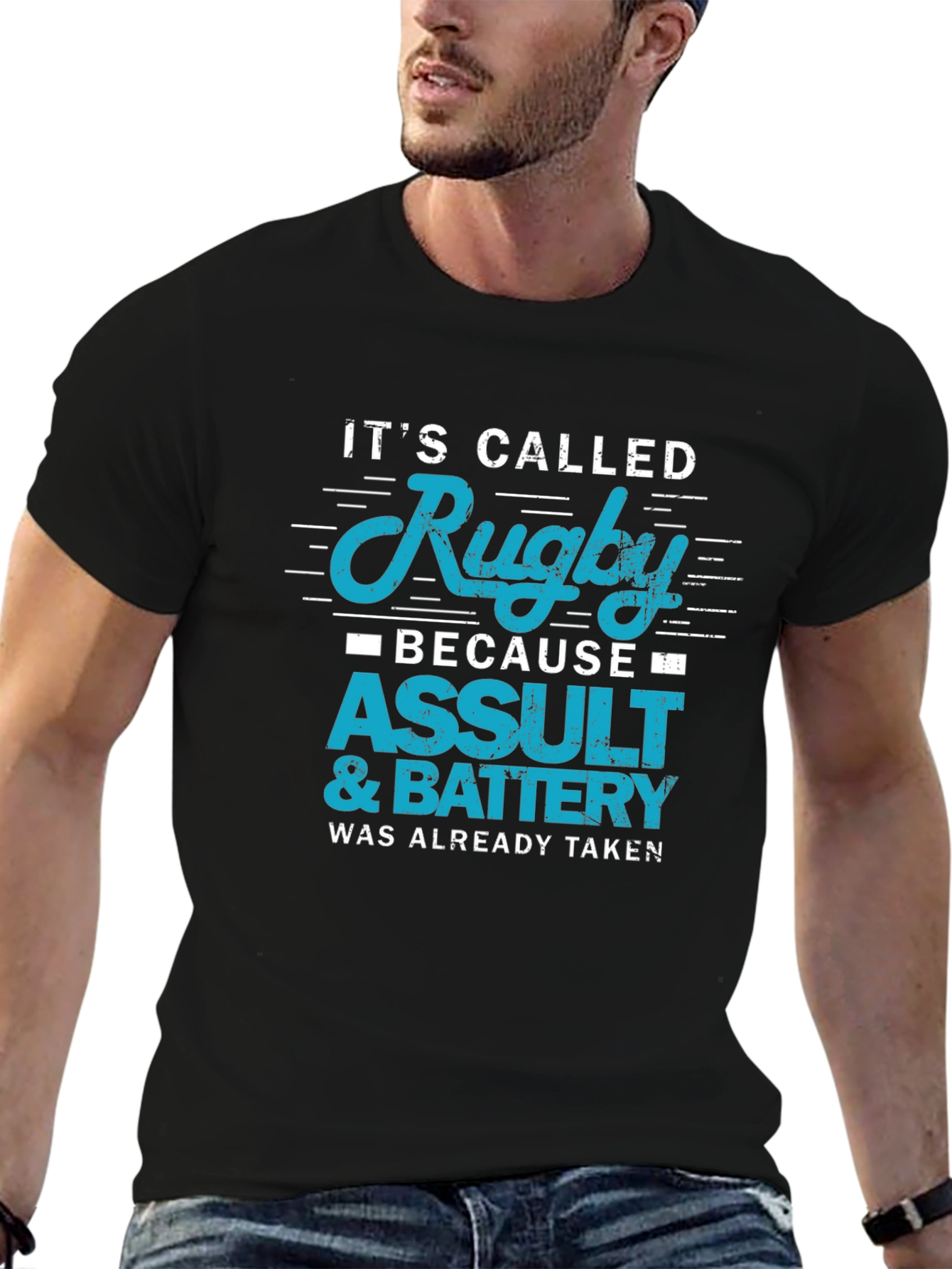 Rugby Assault & Battery Slogan T-Shirt