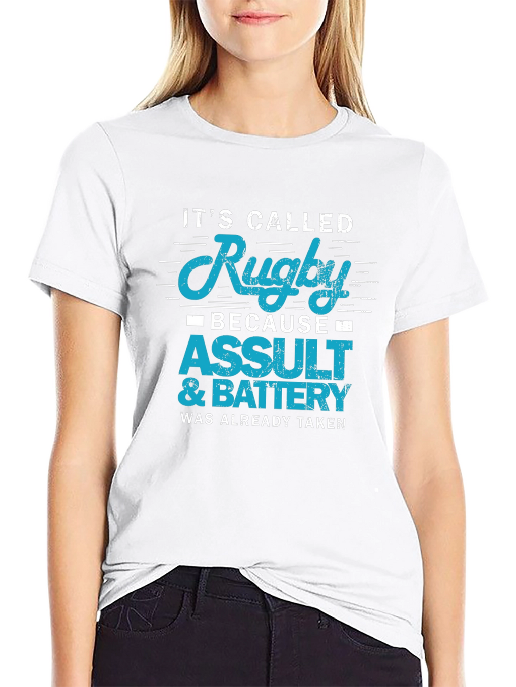 Rugby Assault & Battery Slogan T-Shirt