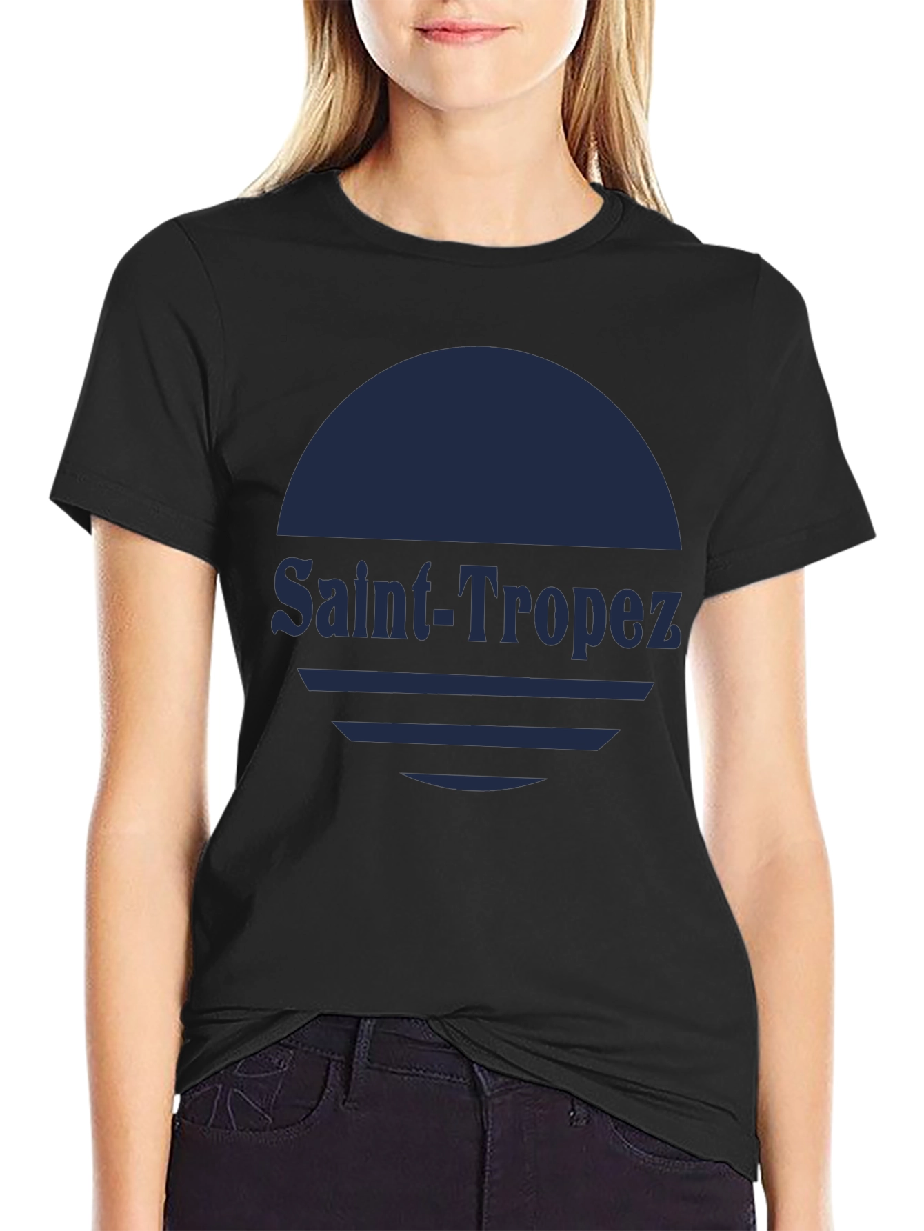 Saint-Tropez Graphic T-Shirt - Stylish Black Tee