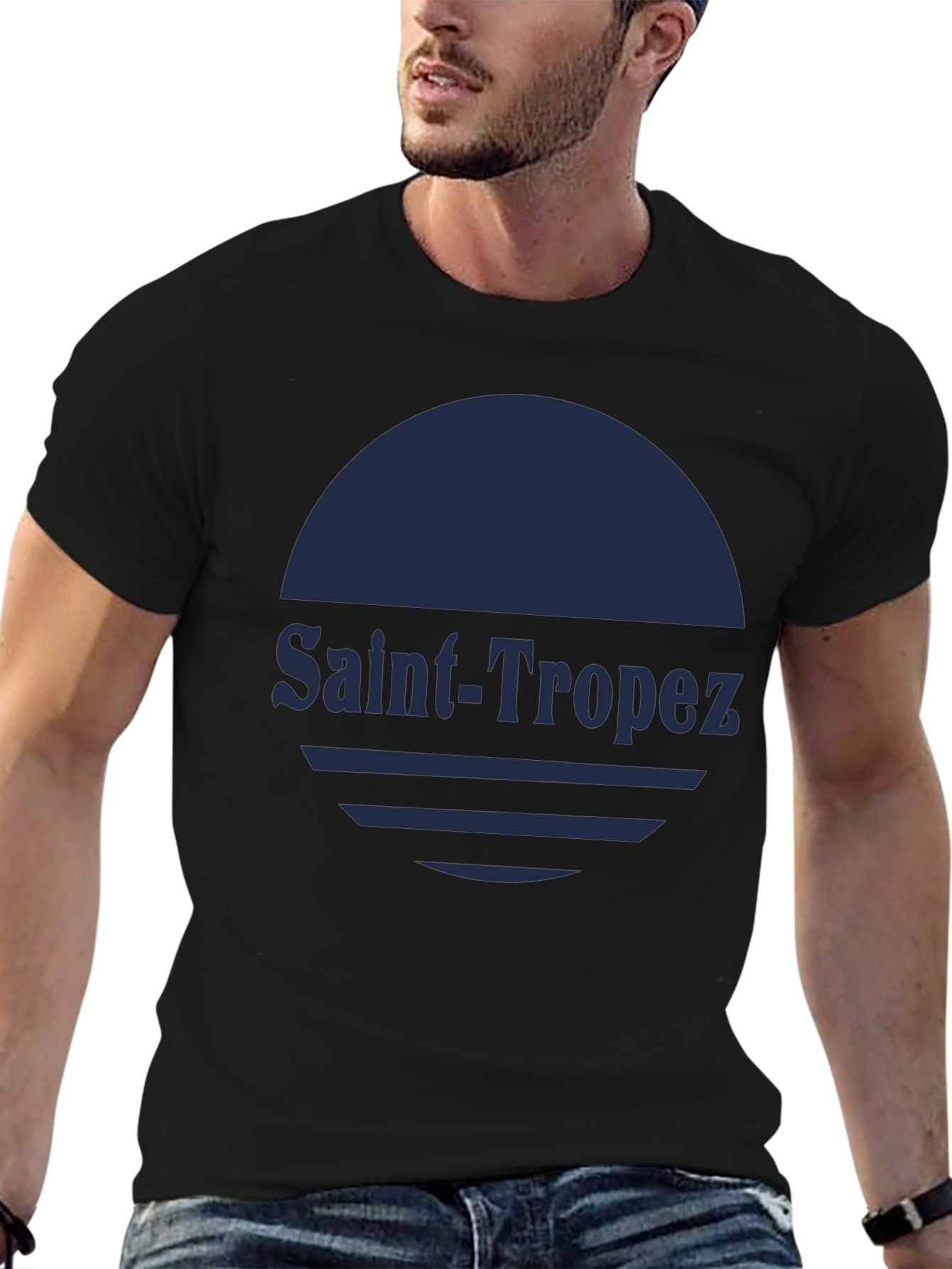 Saint-Tropez Graphic T-Shirt - Stylish Black Tee
