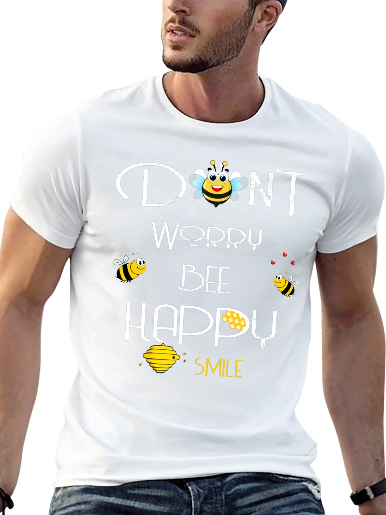 Dont Worry Bee Happy Graphic Tee - Black