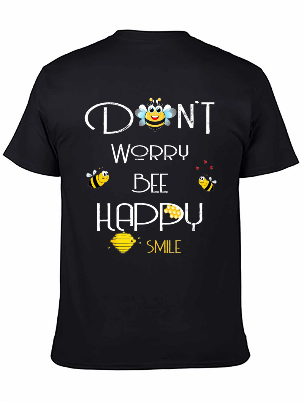 Dont Worry Bee Happy Graphic Tee - Black