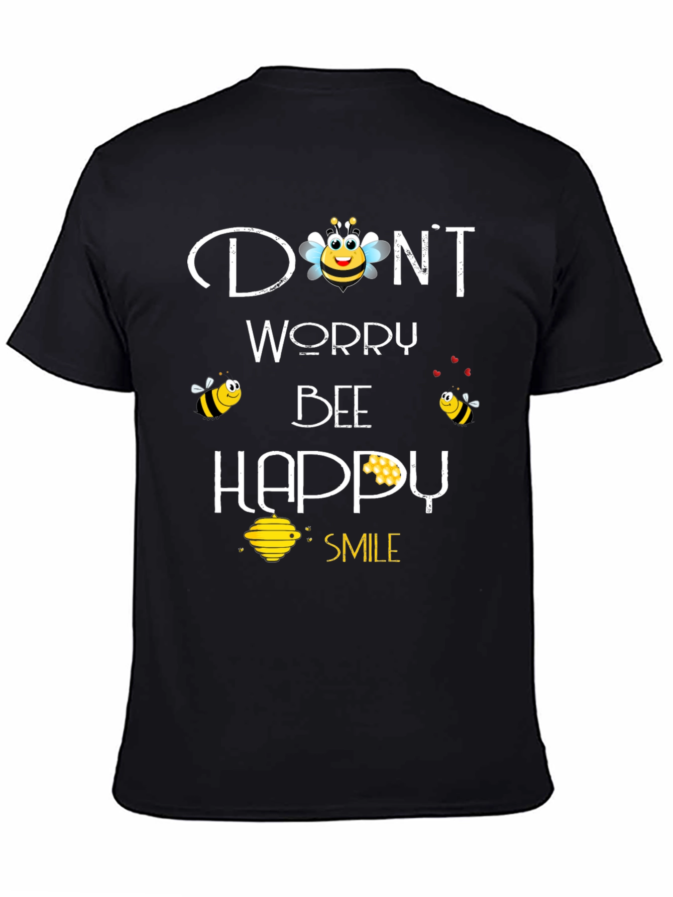 Dont Worry Bee Happy Graphic Tee - Black