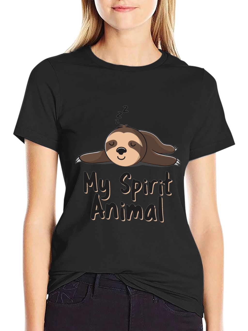 Lazy Sloth Spirit Animal Black T-Shirt
