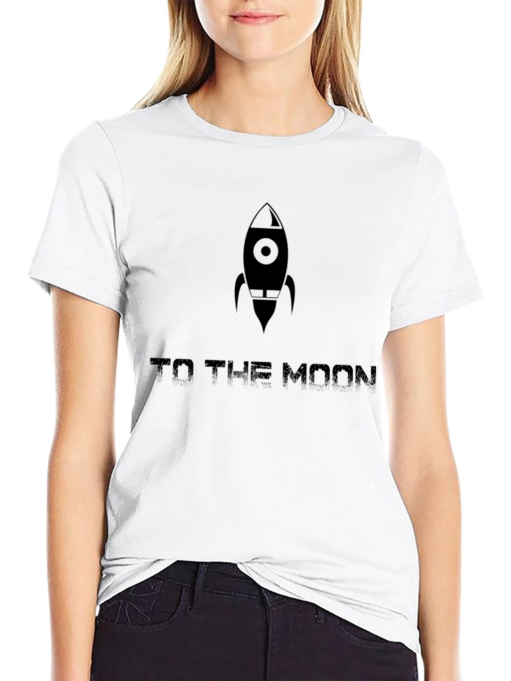 To The Moon Rocket Graphic Tee - Black